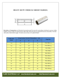 Flare Electricals Cable Lugs Catalogue