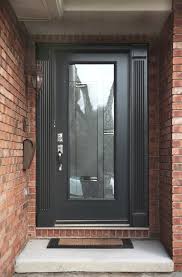modern grey front door with full glass