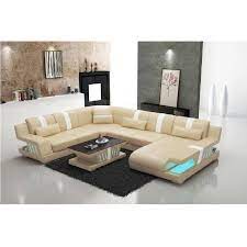 Luxurious Leather Sectional Sofa Set