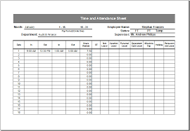 Editable Printable Time And Attendance Sheet Excel Templates