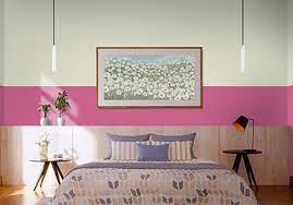 pink two colour combination bedroom design