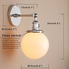1 light wall sconce with white globe