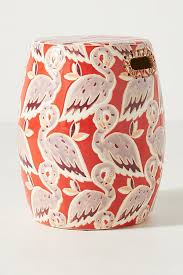 Anthropologie Flamingos Ceramic Stool