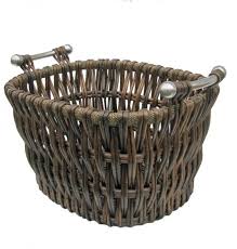 Willow Log Basket With Metal Handles