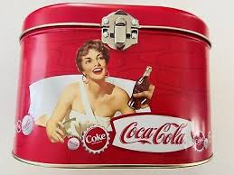 coca cola tin lunchbox with handle and