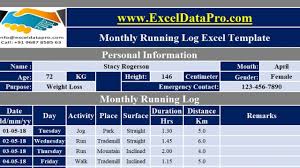 Download Monthly Running Log With Charts Excel Template