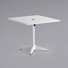 Square White Aluminum Patio Table With