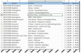 data into an excel data table