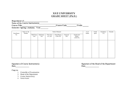 University Grade Sheet In Word And Pdf Formats