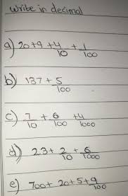 write in the fractions in decimal1