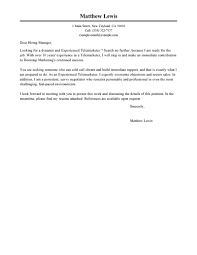 Leading Professional Experienced Telemarketer Cover Letter Examples