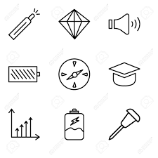 Set Of Simple Editable Icons Such As Pushpin Battery Charging