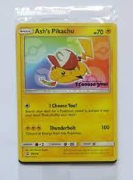 Ash's pikachu pokémon card #sm113 from sm black star promos set value & price information ⭐ pokemon ash's pikachu black star promos sm113 and sm109 cgc 9 w/ subgrades! Ash S Pikachu Movie Promo Sm108 Sealed Pokemon Card I Choose You Ebay