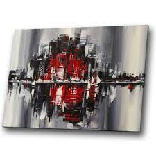 Red Black Grey City Skyline Abstract