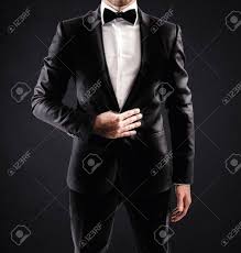 Sexy Elegant Businessman With Bow Tie And White Shirt Stock Photo