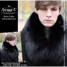 Fur Collar Mens 80cm Black Fox