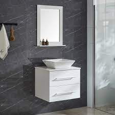 Come and check out the items that will intrigue your imagination directly in our store. Garrido Bros Co Alicia 24 In 4 Piece Pvc Floating Vanity Set With Ceramic Vessel Vanity Base Mirror And Wall Cabinet White Sm 89w The Home Depot