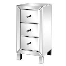 3 drawer mirrored nightstand end table