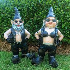 Garden Gnome Biker Themed Couple
