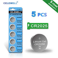 5 Year Warranty Celewell Cr2025 Battery Special For Fob Remote High Capacity 170mah 3v Lithium Coin Button Cell 5 Count