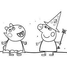 Peppa, the little preschool pig, and her friends teach your kids a lot through all their daily activities and games. Peppa Pig Halloween Party Coloring Images Peppa Pig Coloring Pages Peppa Pig Colouring Pig Halloween