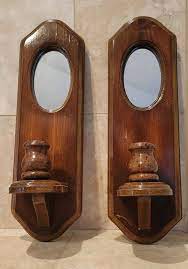 Buy Vintage Wood Mirror Wall Sconce