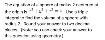 Sphere Of Radius 2 Centered At