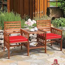 Outdoor 2 Seater Wooden Cushioned Chair