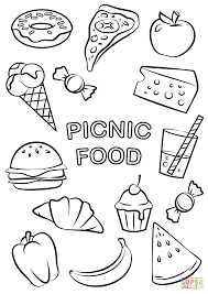Free, printable food coloring pages are fun, but they also help kids develop many important skills. Picnic Food Coloring Page Free Printable Coloring Pages Food Coloring Pages Free Printable Coloring Pages Fruit Coloring Pages