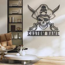Custom Pirate Skull Metal Wall Art Led