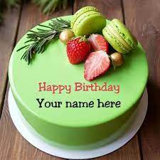 pista flavor birthday cake with name on