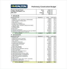 Construction Budget Spreadsheet 9