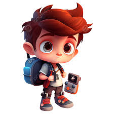 cute 3d boy with backpack cartoon boy