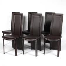 Signature design by ashley lacey dining chair. Lot Set Of 6 Contemporary Modern Italian Designer Leather Dining Chairs Dark Brown
