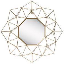 gold geometric metal wall mirror