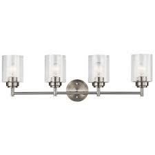 Kichler Winslow 3 Light Brushed Nickel Vanity Light With Clear Seeded Glass 45886ni The Home Depot