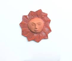 Wall Decor Terracotta Sun Face Ceramic