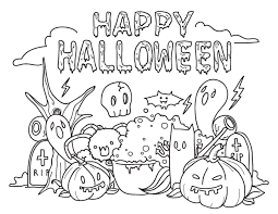 A fun coloring activity to use it in your classroom or at home. Printable Happy Halloween Coloring Page