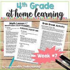 4th grade distance learning packet at