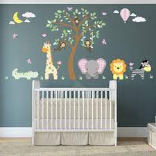 jungle animal nursery wall decals for