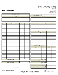 Basic Job Estimate Form