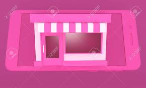 Online Shop Mobile Phone On A Pink Background 3d Rendering