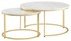 Marble Round Coffee Table Set Hot