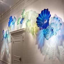 Art Blue Blown Glass Flower Plates