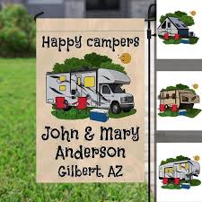 Happy Campers Campsite Garden Flag