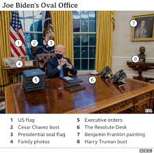The clinton oval office, circa 1996 (clinton library). Biden S New Look Oval Office Is A Nod To Past Us Leadership Bbc News