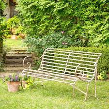 Antique White Rustic Garden Bench