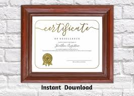 Certificate Template Printable Award Certificate Simple Etsy
