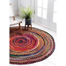 unique loom braided chindi area rug 8 x 8 round multi