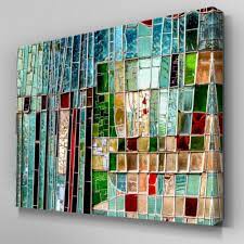 Ab962 Modern Green Mosaic Glass Canvas